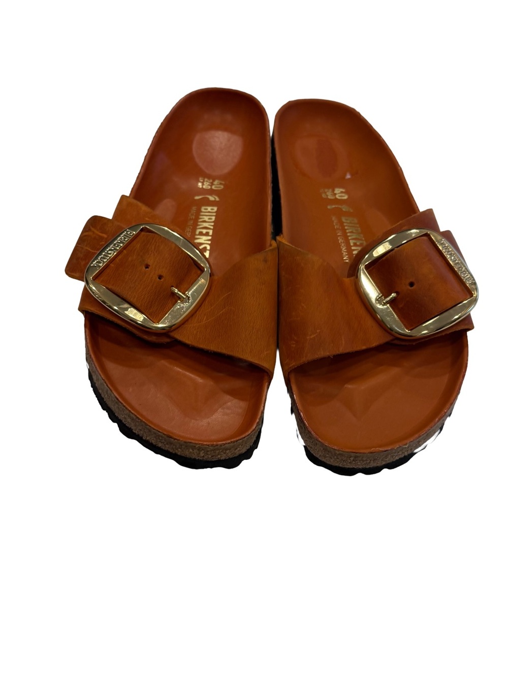 Birkenstock Madrid Big Buckle Suede Leather Sandals Burnt Orange Wms 9 NEW